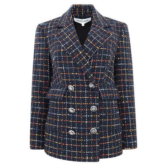 Veronica Beard Rumer Tweed Dickey Jacket in Navy Multi Size 8 - Picture 4 of 10